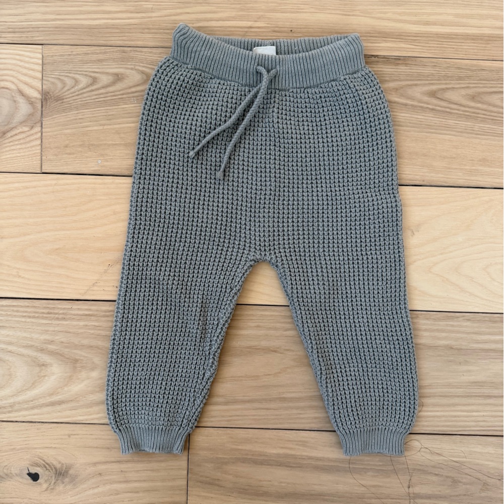 H&M Waffle Kids Knit Joggers in Gray